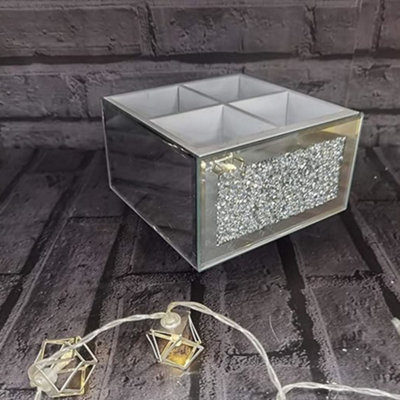 Deenz Makeup Brush Holder Organiser Crushed Diamond Jewel Mirror Beauty Box  Cup Container Storage Case4 Compartments from B&Q