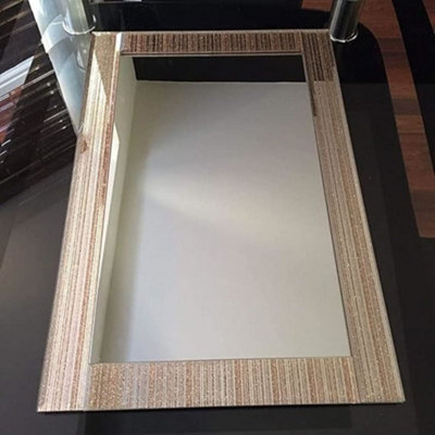 Deenz Sparkle Glitter Mirror Bedroom Bathroom Hallway Gold Wall Mirror Home Decor 90X60Cm Best Gift from B&Q