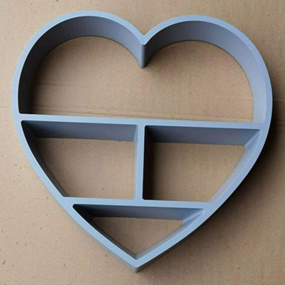 Biznest Grey Heart Floating Shelf 4 Compartment Wall Mountable Shelve Decorative Wall ShelfHome Décor from B&Q