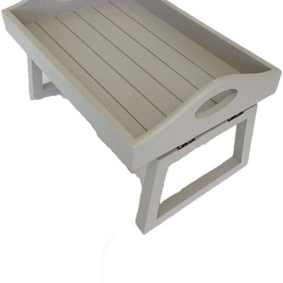 Biznest Grey Wooden Armchair Tray Sofa Tray Drink Holder Remote Holder Wooden Tray from B&Q