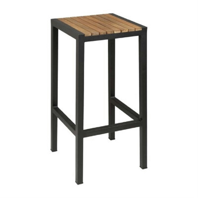  - Juneau Fixed Height Bar Stool Price Per Pair Black Steel & Acacia Wood