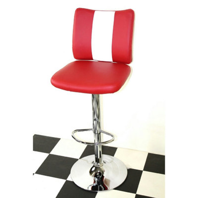 Netfurniture Unisex Red Tarina Retro Kitchen Breakfast Bar Stool Padded Adjustable Seat - Image 2