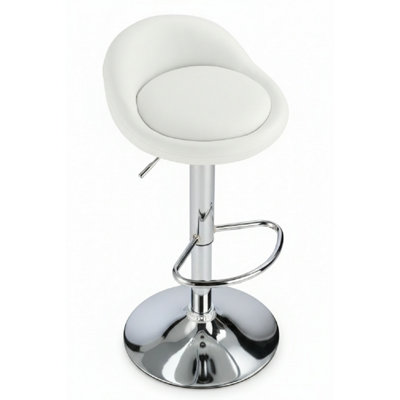  - Gaor AdjustableBreakfast Bar StoolFaux LeatherPadded Swivel SeatWhite