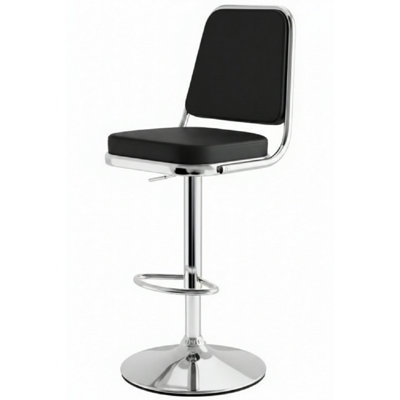  - Romano Kitchen Bar Stool Black Padded Seat And Back Height Adjustable