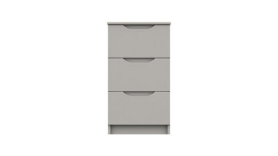  - Sinata Gloss Three Drawer Bedside Table Light Grey Gloss Gloss