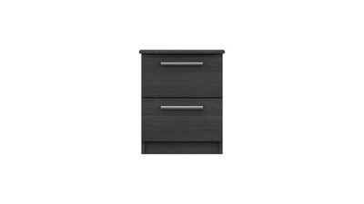 Midas Two Drawer Bedside Table Dark Anthracite from B&Q