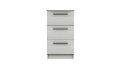 Midas Three Drawer Bedside Table White Woodgrain from B&Q