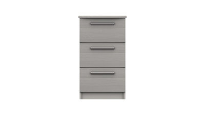 Midas Three Drawer Bedside Table Light Grey Woodgrain from B&Q
