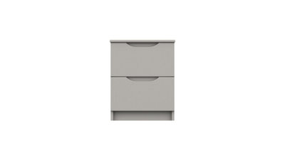  - Sinata Gloss Two Drawer Bedside Table Light Grey Gloss