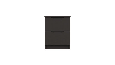  - Sinata Gloss Two Drawer Bedside Table Graphite Gloss