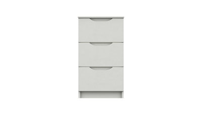  - Sinata Gloss Three Drawer Bedside Table White Gloss Gloss