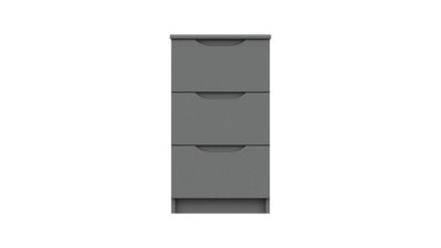  - Sinata Gloss Three Drawer Bedside Table Dust Grey Gloss Gloss