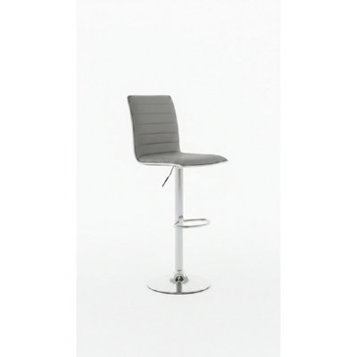  - Crispi Kitchen Breakfast Bar Stool Grey Padded Seat And Back Silver Trim Height Adjustable