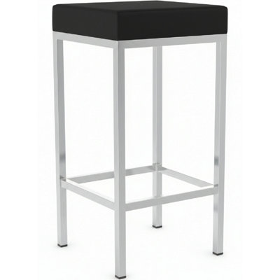  - Ernest Kitchen Bar Stool White Padded Seat Chrome Frame