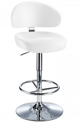 Jamaica Height Adjustable Bar StoolWhite Faux Leather. from B&Q