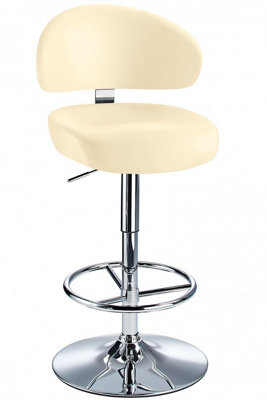Jamaica Height Adjustable Bar Stool Cream Faux Leather . from B&Q