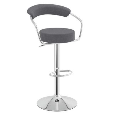  - Pinnacle Fabric Seat Padded Kitchen Breakfast Bar Stool Height Adjustable Arms And Back