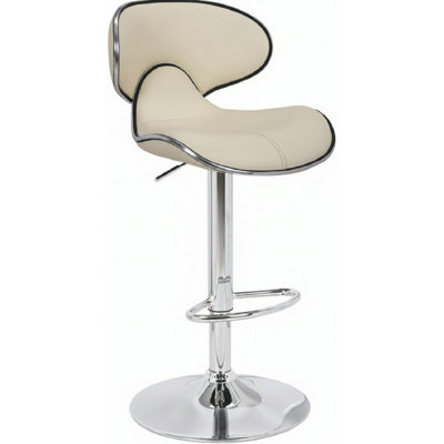  - Planet Cream Kitchen Breakfast Bar Stool Padded Seat Height Adjustable With Back