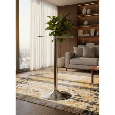 Netfurniture Unisex Clear Vatori Tall Poseur Glass Bar Kitchen Table 105Cm - Image 2