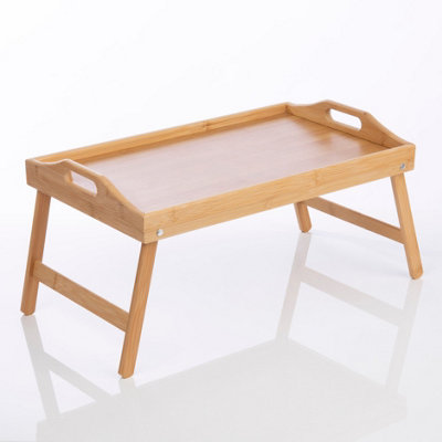 Homiu Bamboo Bed Tray Folding Table Multipurpose Lap Tray & Standing Desk For Breakfast from B&Q