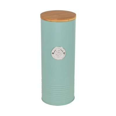 Homiu Pasta Storage Canister Jar Holder TealFood Storage Jars Stylish Design Multipurpose Kitchen CannistersBamboo Lid from B&Q