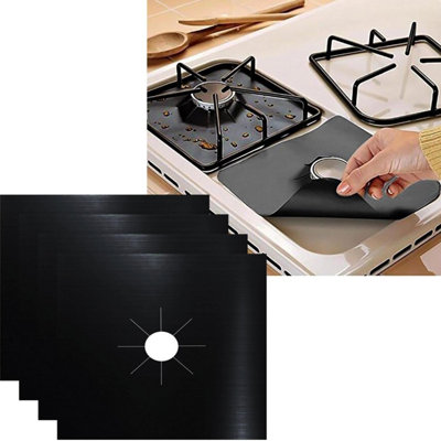  - Reusable Gas Hob Liners Black Non Stick Burner Protector Mats Cuttable Cooker Top Covers Easy Clean Pack Of 16