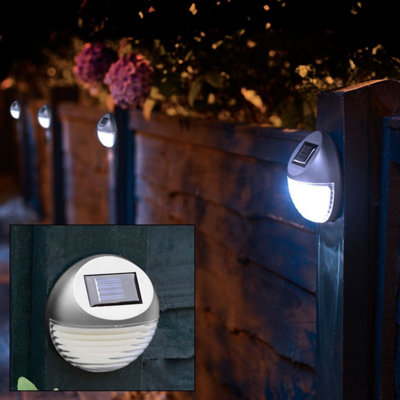 Outdoor Solar Led Lights Wireless Fence Gutter Wall Step Lamps Weatherproof Garden Light Silver 12 Pack