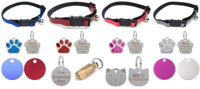 LarryRoo Reflective Gloss Cat Collar In With Optional Engraved Tag (SilverNo Tag) from B&Q