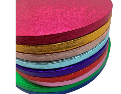 B&Q -  Single Colourful Cake Board Round Thick Drum 12mm Strong Boards (Silver13 Inches)