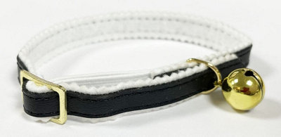 LarryRoo Cat/kitten Leather Collar With Safety ElasticBell With Optional Personalised Tag (BlackNo Tag) from B&Q