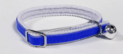 LarryRoo Cat/kitten Leather Collar With Safety ElasticBell With Optional Personalised Tag (BlueNo Tag) from B&Q