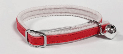 LarryRoo Cat/kitten Leather Collar With Safety ElasticBell With Optional Personalised Tag (RedNo Tag) from B&Q