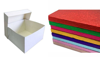 Larryroo Square Colour Cake Drum Board & White Box + Lid Combo Pack For WeddingBirthday Cakes (Black14 Inches) from B&Q