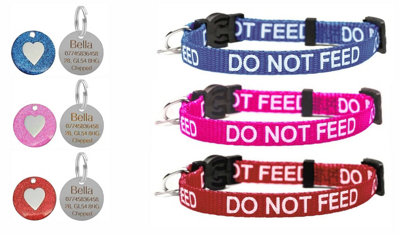 Larryroo Do Not Feed Cat/kitten Pet Collar With Safety BuckleBell & Personalised Engraved Heart Tag (Pink) from B&Q