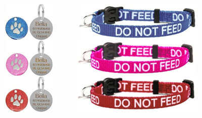 Larryroo Do Not Feed Cat/kitten Pet Collar With Safety BuckleBell & Personalised Engraved Paw Print Tag (Pink) from B&Q