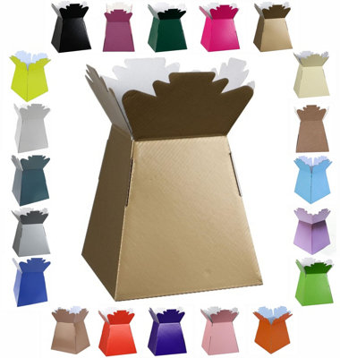 B&Q -  Glossy Vibrant BouquetFlower Box/vaseTransportation DisplayPresentation Boxes (2Gold)
