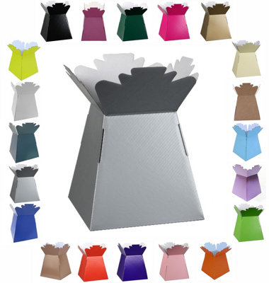 B&Q -  Glossy Vibrant BouquetFlower Box/vaseTransportation DisplayPresentation Boxes (1Silver)