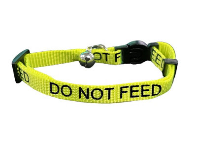 Larryroo Cat Collar With Do Not Feed PrintSoft Nylon & Safety Release Buckle (Yellow) from B&Q