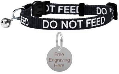 Larryroo Cat Collar With Do Not Feed PrintSoft Nylon & Safety Release BuckleWith Personalised Engraved Round Silver Id Tag from B&Q