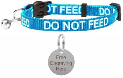Larryroo Cat Collar With Do Not Feed PrintSoft Nylon & Safety Release BuckleWith Personalised Engraved Round Silver Id Tag from B&Q