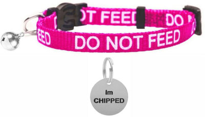 Larryroo Cat Collar With Do Not Feed PrintSoft Nylon & Safety Release BuckleWith Personalised Engraved Round Silver Id Tag from B&Q