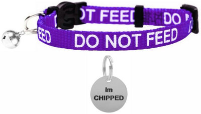 Larryroo Cat Collar With Do Not Feed PrintSoft Nylon & Safety Release BuckleWith Personalised Engraved Round Silver Id Tag from B&Q