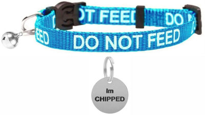 Larryroo Cat Collar With Do Not Feed PrintSoft Nylon & Safety Release BuckleWith Personalised Engraved Round Silver Id Tag from B&Q