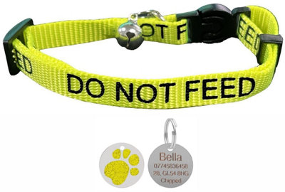 Larryroo Cat Collar With Do Not Feed PrintSoft Nylon & Safety Release BuckleWith Personalised Engraved Glitter Round Paw from B&Q