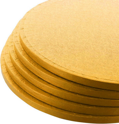 Larryroo Pack Of 5 Round Cake Drums 13mm Thick Boards Colourful Foil Covered (Gold8 Inches)
