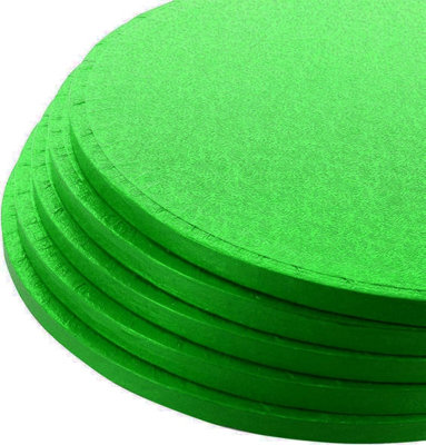 Larryroo Pack Of 5 Round Cake Drums 13mm Thick Boards Colourful Foil Covered (Green8 Inches)