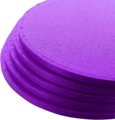 Larryroo Pack Of 5 Round Cake Drums 13mm Thick Boards Colourful Foil Covered (Purple10 Inches)