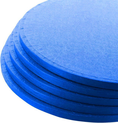 Larryroo Pack Of 5 Round Cake Drums 13mm Thick Boards Colourful Foil Covered (Blue14 Inches)