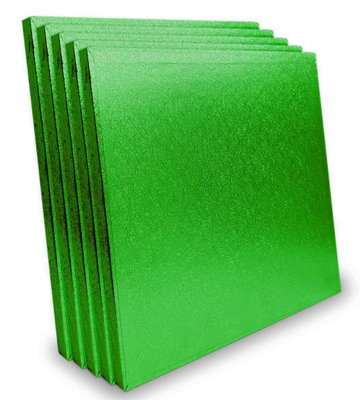 Larryroo Pack Of 5 Square Cake Drums 13mm Thick Boards Colourful Foil Covered (Green14 Inches)