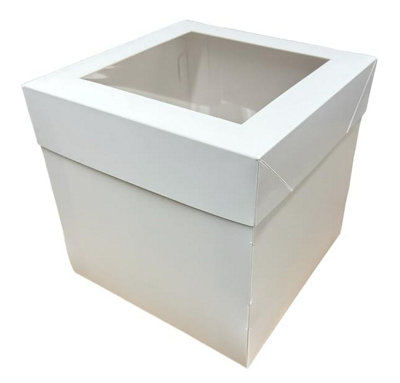 B&Q -  Tall Cake Box Extra Deep With Clear Display Window10" X 10" X 10" (5)